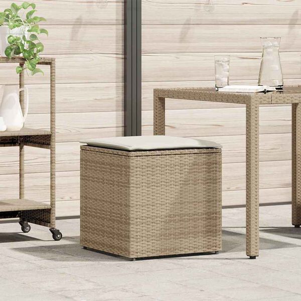 vidaXL Koddabox með geymslu Drapplitaður 50 x 50 x 50 cm pólýrattan