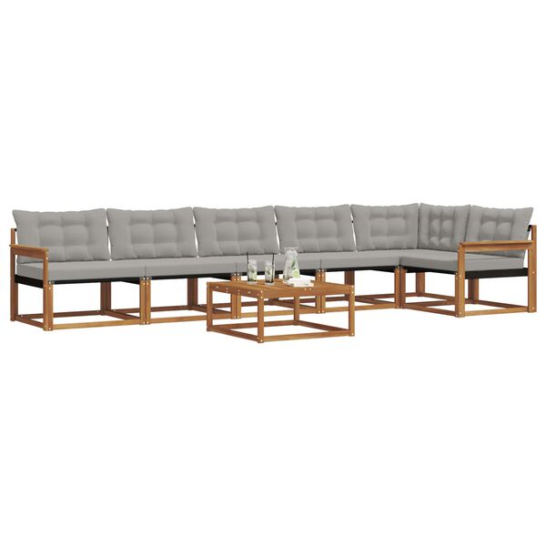 vidaXL &Uacute;ti s&oacute;fasett me&eth; p&uacute;&eth;i 7 pcs N&aacute;tt&uacute;rulegt og Lj&oacute;st Gr&aacute;tt