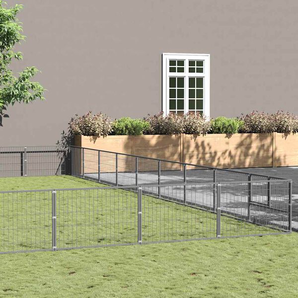 vidaXL Hundabyrgi Silfur 90 m&sup2; St&aacute;l