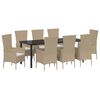 vidaXL Gar&eth;ur bor&eth;sett me&eth; p&uacute;&eth;i 9 pcs Drapplita&eth;ur p&oacute;l&yacute;rattan