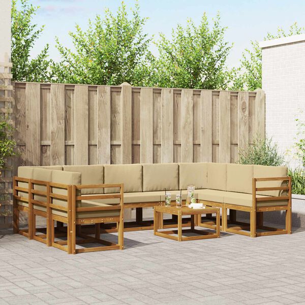 vidaXL &Uacute;ti s&oacute;fasett me&eth; p&uacute;&eth;i 10 pcs N&aacute;tt&uacute;rulegt og B&eacute;ig