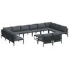 vidaXL Gar&eth;s&oacute;fa sett me&eth; p&uacute;&eth;i 13 pcs Svartur St&aacute;l