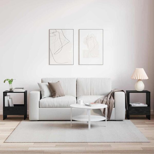 vidaXL T&iacute;marit Hillur 2 pcs Svartur Eik 35 x 30 x 45 cm