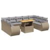vidaXL 10 Hluta Gar&eth;s&oacute;fasett me&eth; Sessum Drappa&eth; P&oacute;l&yacute;rattan