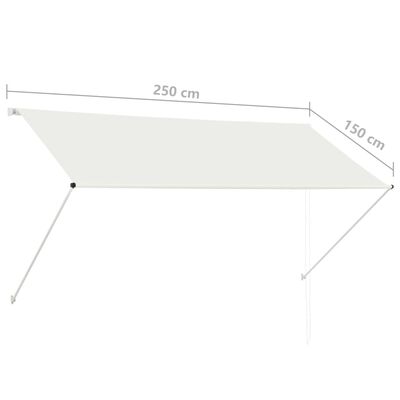 vidaXL Útdraganleg Markísa 250 x 150 cm Rjómahvít