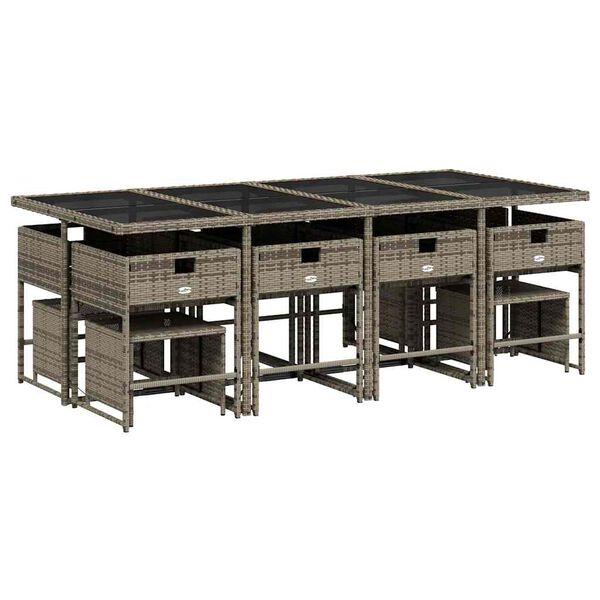 vidaXL 13 Parta Gar&eth;s&oacute;fasett me&eth; Sessum Gr&aacute;tt P&oacute;l&yacute;rattan