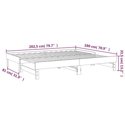 vidaXL Útdraganlegur Svefnsófi án Dýnu Grátt 2x(90x200)cm