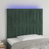 vidaXL LED h&ouml;fu&eth;gafl D&ouml;kkgr&aelig;nt 100x5x118/128 cm Flauel