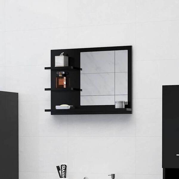 805007 vidaXL Bathroom Mirror Black 60x10,5x45 cm Chipboard