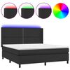 vidaXL H&oacute;lfa&eth; Springr&uacute;m me&eth; D&yacute;nu&LED Sv&ouml;rt 180x200 cm Gervile&eth;ur