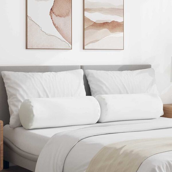 vidaXL Bolster Púðar 2 pcs Hvítt Ø 25 x 70 cm dúkur