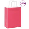 vidaXL Papp&iacute;rspokar 250 stk me&eth; Handf&ouml;ngum Bleik 21x11x28 cm