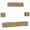 vidaXL Sj&oacute;nvarpssk&aacute;pasett Vegghengt 7 pcs Artisan Eik Samsettur vi&eth;ur