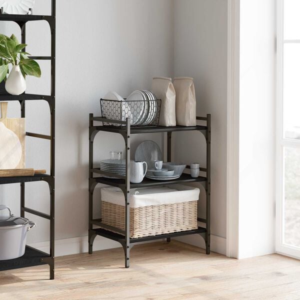 vidaXL Eldh&uacute;svagn Svartur Eik 50 x 35 x 75.5 cm Samsettur vi&eth;ur