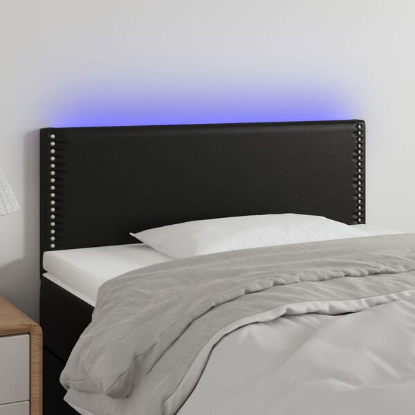 vidaXL LED Höfðagafl 80x5x78/88 cm Svart Leðurlíki