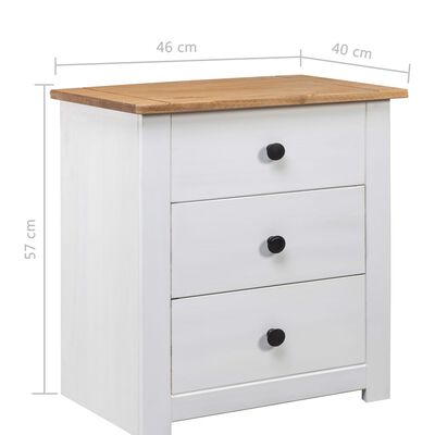 282654 vidaXL Bedside Cabinet White 46x40x57 cm Pinewood Panama Range