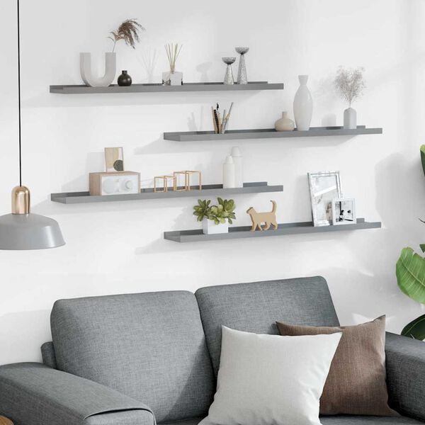 vidaXL Vegghillur 4 stk. Gr&aacute;r 80x9x3 cm