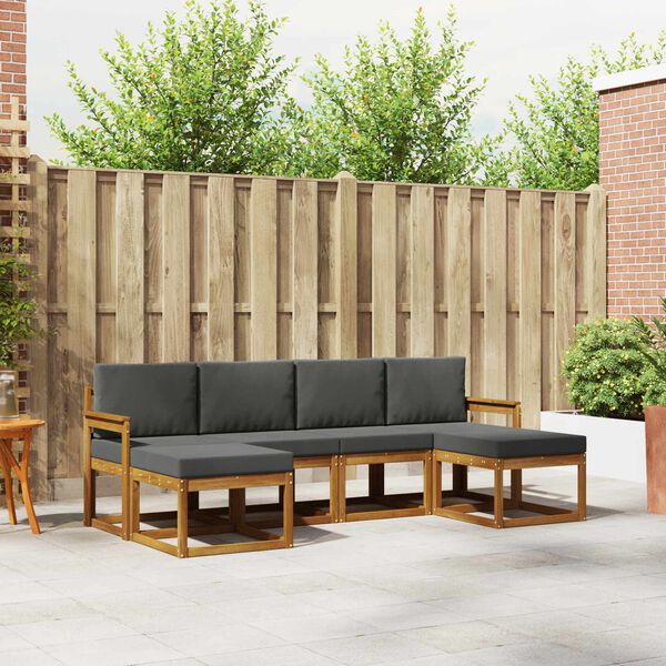 vidaXL &Uacute;ti s&oacute;fasett me&eth; p&uacute;&eth;i 6 pcs N&aacute;tt&uacute;rulegt og Antrac&iacute;t