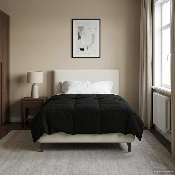 vidaXL Full &aacute;rs d&yacute;na S&iacute;&eth;la&eth; Svartur 140 x 200 cm M&iacute;kr&oacute;f&iacute;ber