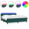 vidaXL H&oacute;lfa&eth; Springr&uacute;m me&eth; D&yacute;nu og LED D&ouml;kkgr&aelig;nt 180x220 cm Flauel