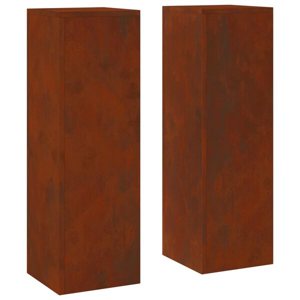 vidaXL Bl&oacute;mastandur 2 pcs Rusty 24 x 24 x 75 cm Ve&eth;ra&eth; st&aacute;l
