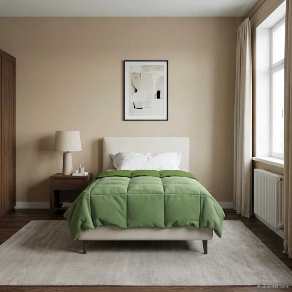 vidaXL Full &aacute;rs d&yacute;na S&iacute;&eth;la&eth; Gr&aelig;nn 135 x 200 cm M&iacute;kr&oacute;f&iacute;ber