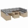 vidaXL S&oacute;fasett me&eth; p&uacute;&eth;i 10 pcs Beige og lj&oacute;sgr&aacute;r p&oacute;l&yacute;rattan