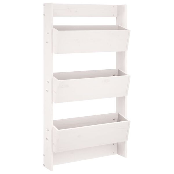 vidaXL Vegghengt Gr&oacute;&eth;urker 3 H&aelig;&eth;ir 60x18,5x110 cm Hv&iacute;tt Gegnheil Fura