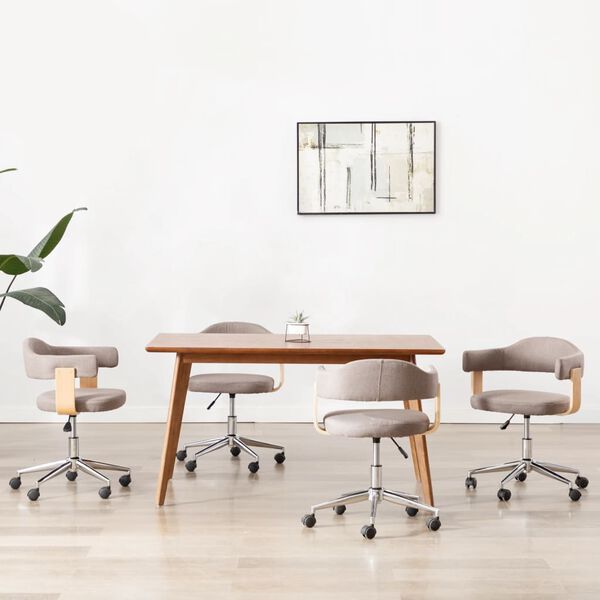 vidaXL Sn&uacute;ningsbor&eth;stofust&oacute;lar 4 stk. Br&uacute;ngr&aacute;tt Sveig&eth;ur Vi&eth;ur/&Aacute;kl&aelig;&eth;i