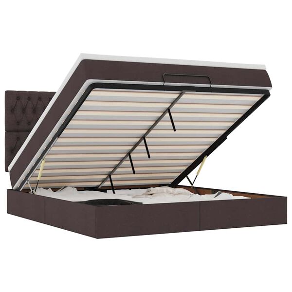 vidaXL Ottoman r&uacute;m me&eth; d&yacute;nu & LED d&ouml;kkbr&uacute;nt 180x200cm efni