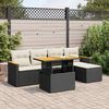 vidaXL 6 stykki gar&eth;s&oacute;fasett me&eth; p&uacute;&eth;um Black Poly Rattan Acacia