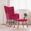 vidaXL Ruggustóll með Fótskemli Vínrauður Flauel
