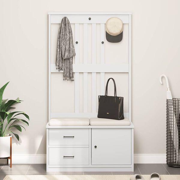 vidaXL Hall Tree SANDNES Hvítt 87x40x159,5 cm Solid Wood Furu