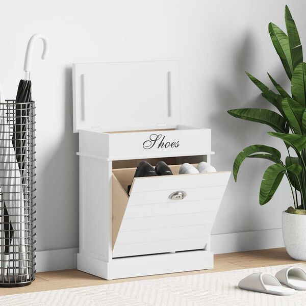 vidaXL Sk&oacute;sk&aacute;pur Hv&iacute;tur 50x28x58 cm Paulowniavi&eth;ur