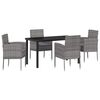 vidaXL Gar&eth;ur bor&eth;sett me&eth; p&uacute;&eth;i 5 pcs Gr&aacute;r p&oacute;l&yacute;rattan