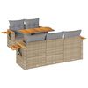 vidaXL 6 Hluta Gar&eth;s&oacute;fasett me&eth; Sessum Drapplita&eth; P&oacute;l&yacute;rattan Akas&iacute;a