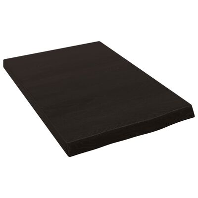 vidaXL Vegghilla Dökkbrún 40x60x(2-4) cm Meðhöndluð Gegnheil Eik