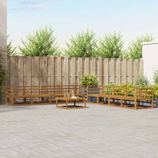 vidaXL &Uacute;ti s&oacute;fasett me&eth; p&uacute;&eth;i 9 pcs N&aacute;tt&uacute;rulegt og Krem