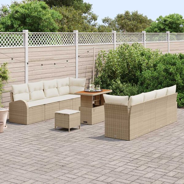 vidaXL Gar&eth;s&oacute;fa sett me&eth; p&uacute;&eth;i 11 pcs Drapplita&eth;ur p&oacute;l&yacute;rattan