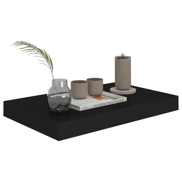 vidaXL Vegghilla með Skúffu Svört 40x23x3,8 cm MDF