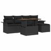 vidaXL Gar&eth;s&oacute;fa sett me&eth; geymslu 6 pcs Svartur Poly rattan