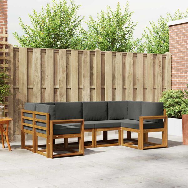 vidaXL &Uacute;ti s&oacute;fasett me&eth; p&uacute;&eth;i 6 pcs N&aacute;tt&uacute;rulegt og Antrac&iacute;t