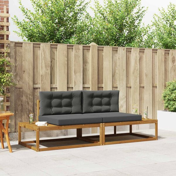 vidaXL &Uacute;ti s&oacute;fasett me&eth; p&uacute;&eth;i 2 Stykki N&aacute;tt&uacute;rulegt og Antrac&iacute;t