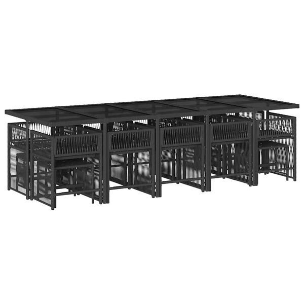 vidaXL 15 Hluta Gar&eth;bor&eth;stofusett me&eth; Sessum Svart P&oacute;l&yacute;rattan
