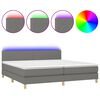 vidaXL H&oacute;lfa&eth; Springr&uacute;m me&eth; D&yacute;nu&LED D&ouml;kkgr&aacute;tt 200x200cm Tauefni