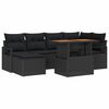 vidaXL Gar&eth;s&oacute;fa sett me&eth; geymslu 7 pcs Svartur Poly rattan