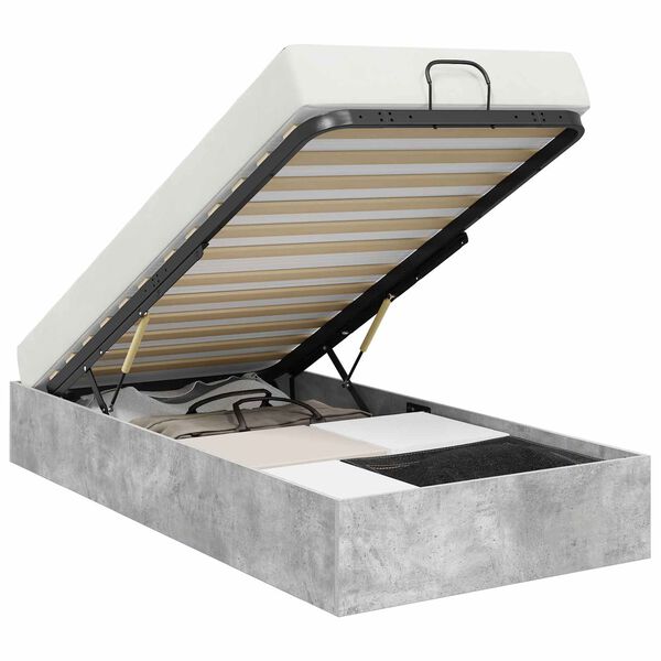 vidaXL Ott&oacute;man s&aelig;ngurrammi Steingri&eth; 193 x 120 x 25 cm Samsettur vi&eth;ur