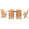 vidaXL Garður borðsett 7 pcs Brúnn Solid teak viður