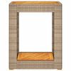 vidaXL Garðborð með Viðarplötu Drappaður 60x40x75 cm Pólýrattan