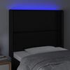 vidaXL LED Höfðagafl 103x16x118/128 cm Svart Leðurlíki